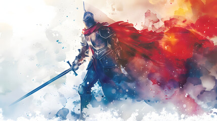 watercolor painting style Knight Of light