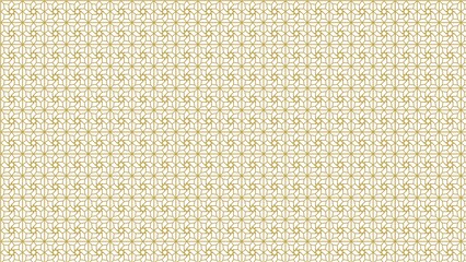 Seamless pattern of golden geometric shapes on a white background creating an abstract design