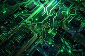 Circuit board. Electronic computer hardware technology. Motherboard digital chip. Neural network ai generated