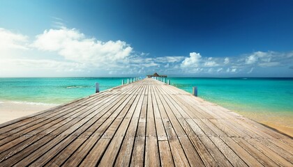 Fototapeta premium summer beach wooden pier nature background