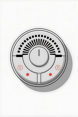 Circular device, white, with red accents, and control panel.
