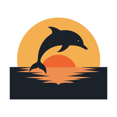 Dolphin Jumping In Ocean Sunset