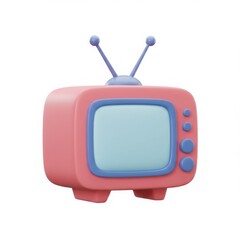 Retro television with antenna. Old fashioned tv set for entertainment. Media consumption technology and vintage communication on white background.