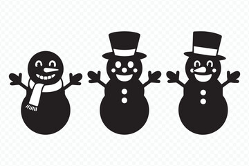 cute snowmen with hats and scarves vector for festive season graphics
