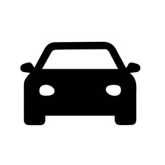 Car Front View Icon black car isolated on white background