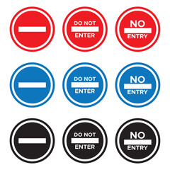 No entry sign set. No entry sign solid icon. eps file.