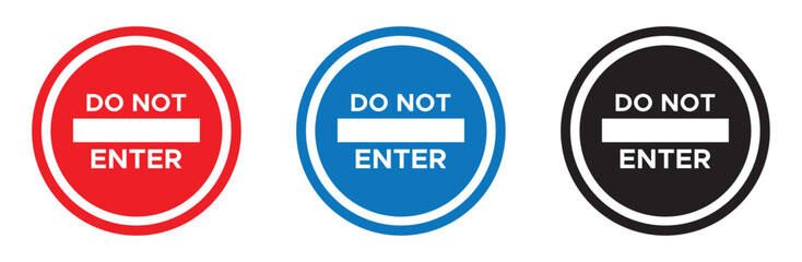 No entry sign set. No entry sign solid icon. eps file.