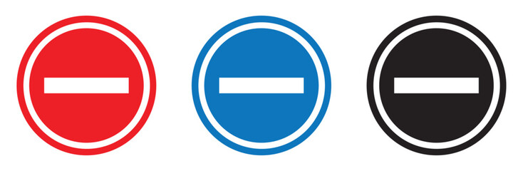 No entry sign set. No entry sign solid icon. eps file.