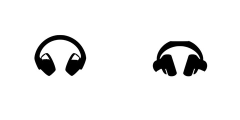 Black icon set of modern headphones showcasing two distinct designs for audio enthusiasts and graphic designers