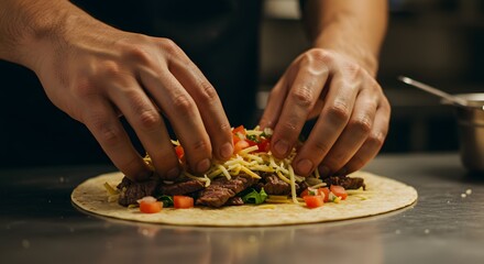 Chef Preparing a Delicious Steak Wrap