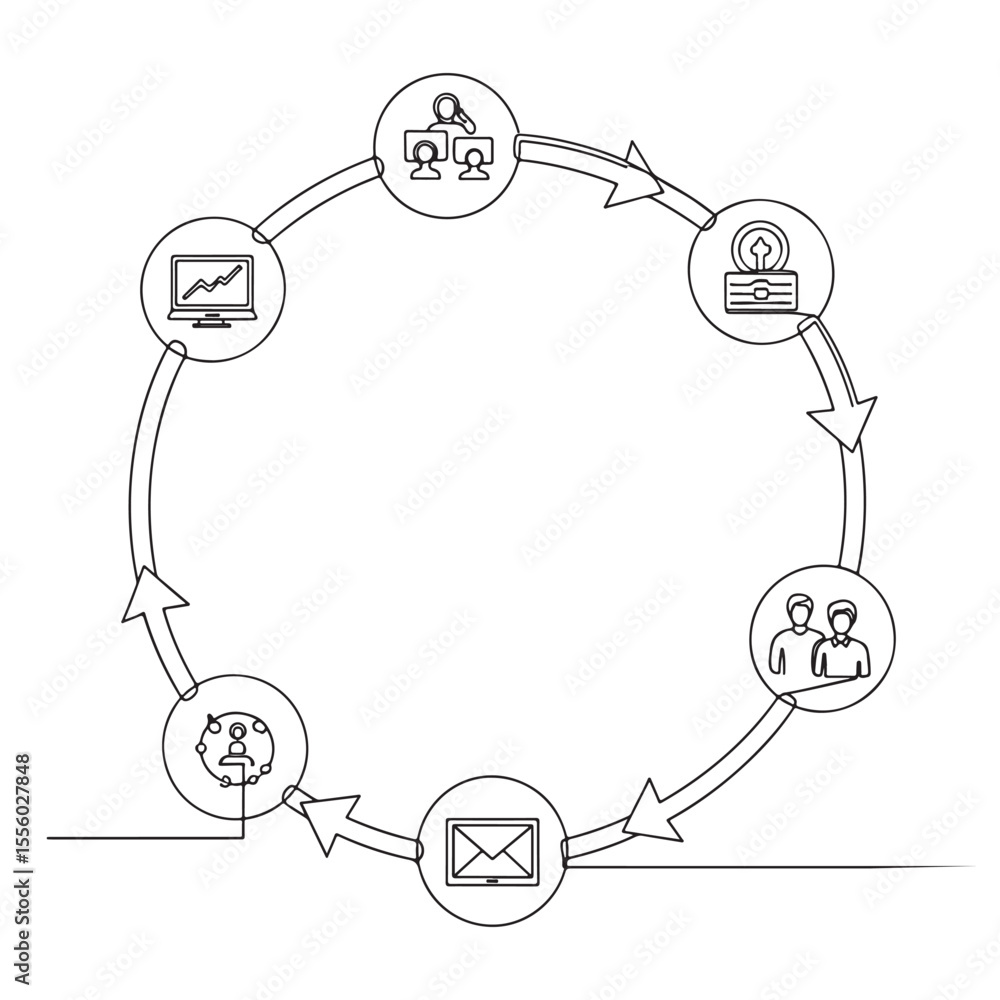 Poster Business process cycle with icons and arrows workflow