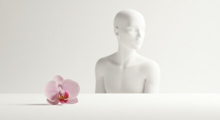 白い彫刻 静謐な雰囲気 優しい蘭 穏やか