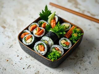 Fresh Cucumber Maki Sushi Bento Box Close-up