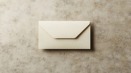 A cream colored envelope laying flat on a textured surface providing a simple and clean presentation