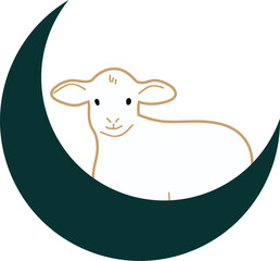 Illustration of Eid al-Fitr and Eid al-Adha icons, various sacrificial animals with transparent backgrounds as per design needs