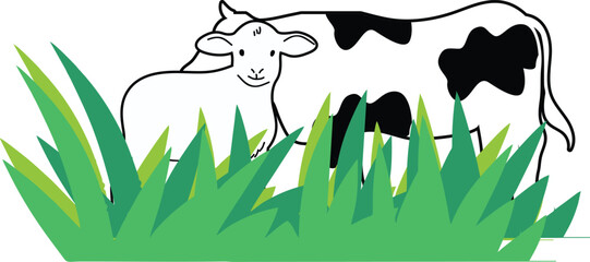 Illustration of Eid al-Fitr and Eid al-Adha icons, various sacrificial animals with transparent backgrounds as per design needs