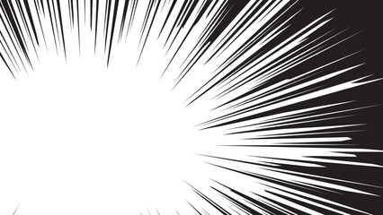 Obraz premium Comic book radial rays, manga or anime speed lines, zoom and motion effects. Cartoon action background. Pop art style elements. Vector illustration