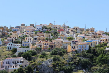 Iconic Greek Island Architecture &ndash; Aerial Photo of Symi, Dodecanese, Greece