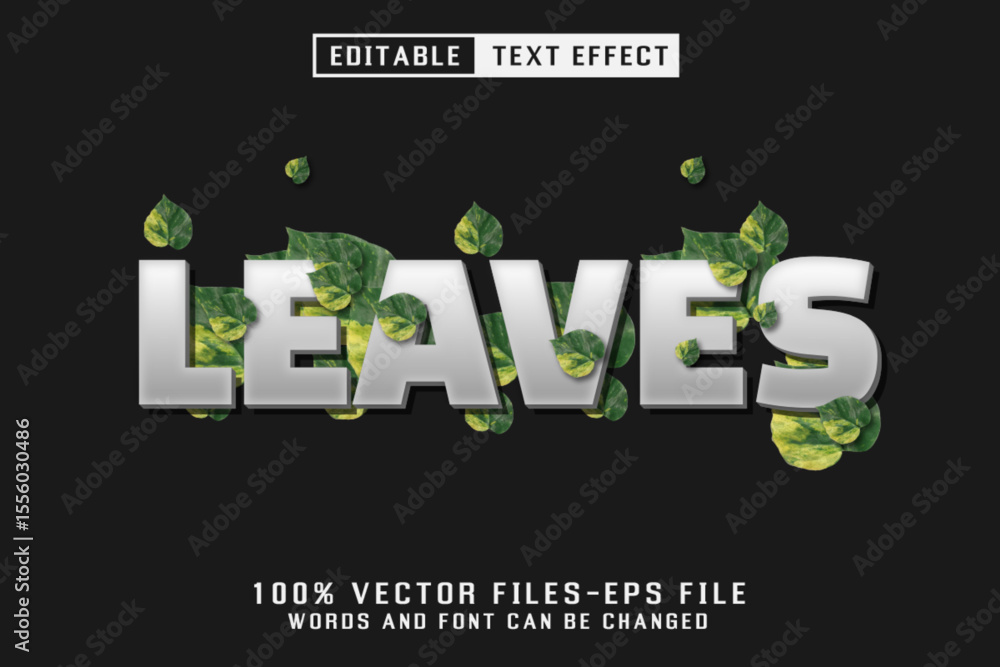 Poster leaves 3d text - editable text effect