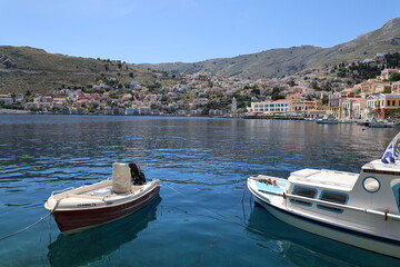 Picturesque Symi Island, Greece &ndash; Traditional Mediterranean Port View