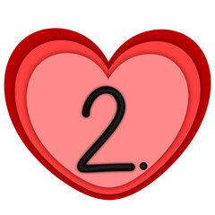 Number 2 in heart 