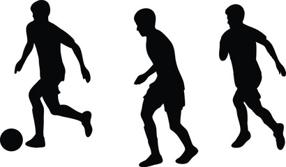 Fototapeta premium Soccer Player Silhouettes – Vector Illustration of Football Action Poses