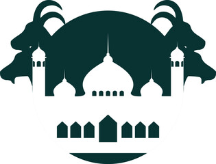 Illustration of Eid al-Fitr and Eid al-Adha icons, various sacrificial animals with transparent backgrounds as per design needs