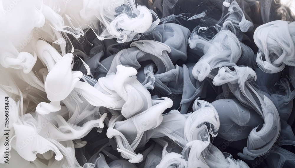 Poster abstract swirling smoke creates a captivating blend of light and dark tones, producing an elegant an
