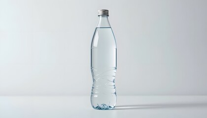 Crystal Clear Water Bottle Refreshing Hydration, Studio Shot