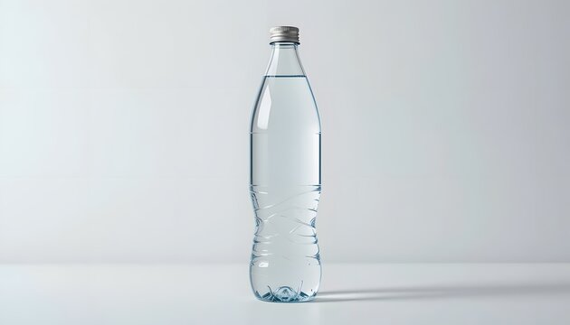 Crystal Clear Water Bottle Refreshing Hydration, Studio Shot