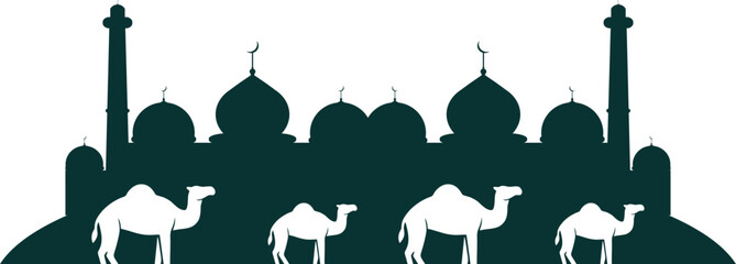Illustration of Eid al-Fitr and Eid al-Adha icons, various sacrificial animals with transparent backgrounds as per design needs