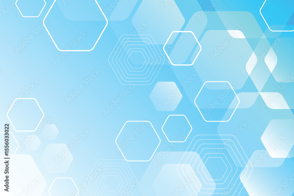 Poster abstract background with light blue hexagons, creating a clean and modern design
