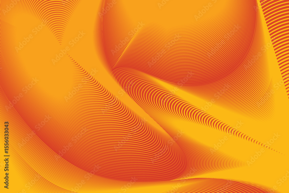 Poster abstract orange background with dynamic flowing lines creating a wavy pattern