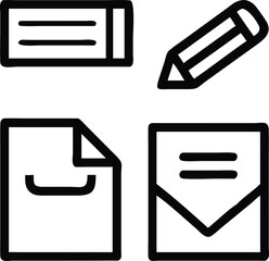 Erasers, envelopes, expandable files icon