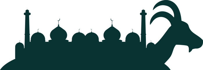 Illustration of Eid al-Fitr and Eid al-Adha icons, various sacrificial animals with transparent backgrounds as per design needs