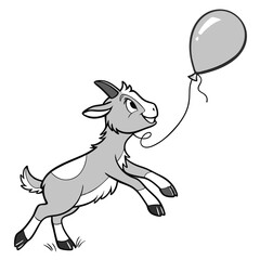 Goat with Balloon Vector
