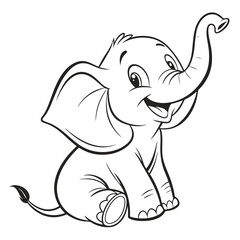 Happy Elephant Kid Vector
