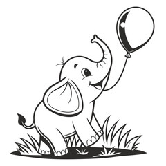 Flying Fun Elephant Vector
