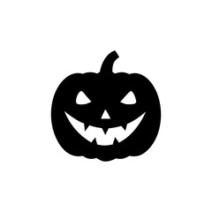 Spooky Jack-o'-Lantern Silhouette – Black Halloween Pumpkin with Sharp Features on Transparent Background
