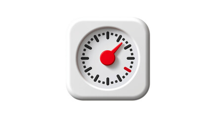 Stopwatch icon with red start button and shadow, clean minimal style, PNG