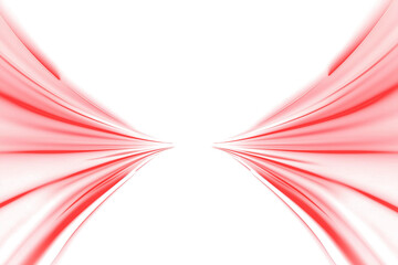 Glowing red speed lines on a dark background. Futuristic motion effect with neon rays. High-tech digital highway, fast-moving cyber road. Vector illustration for modern technology concepts