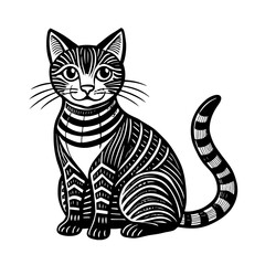 black and white cat vector