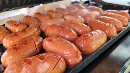 Grilled Sausages on Barbecue Grill – Traditional Street Food