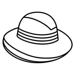 Minimal Summer Hat Line Art Vector Icon