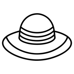 Minimal Summer Hat Line Art Vector Icon