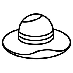 Minimal Summer Hat Line Art Vector Icon
