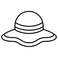 Minimal Summer Hat Line Art Vector Icon