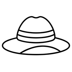 Minimal Summer Hat Line Art Vector Icon