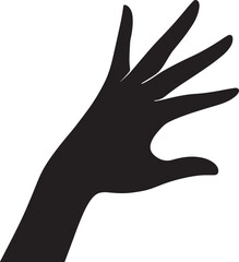 A hand with fingers spread in a dramatic, splayed gesture, as if casting a spell vector silhouette art on white background