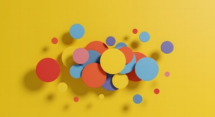 Fototapeta premium Colorful Round Confetti on Yellow Background